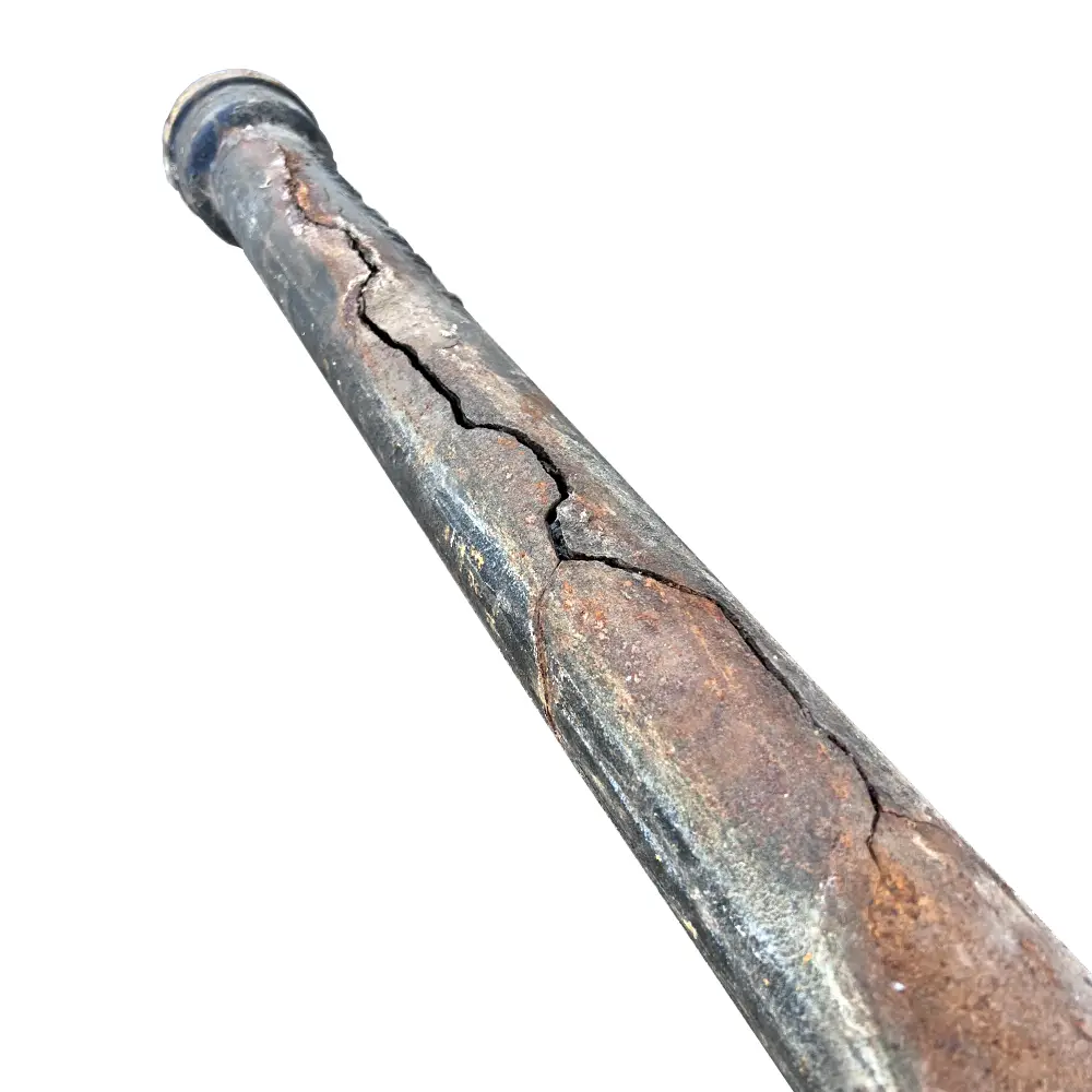 ruptured steel pipe after ongoing corrosion
